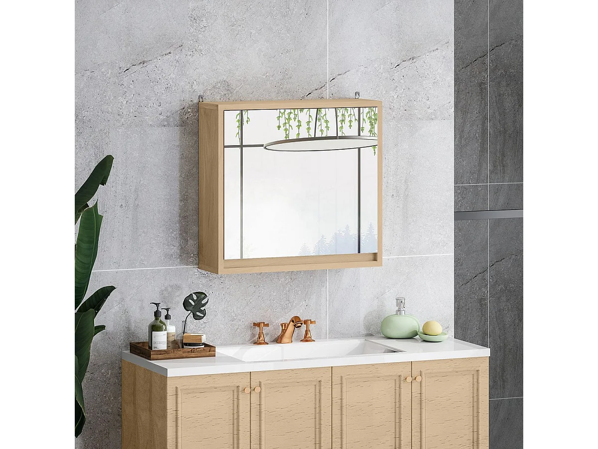 Armário Moderno Biarritz 48x14 para Banheiro com Espelho e Prateleiras Ajustáveis em Branco