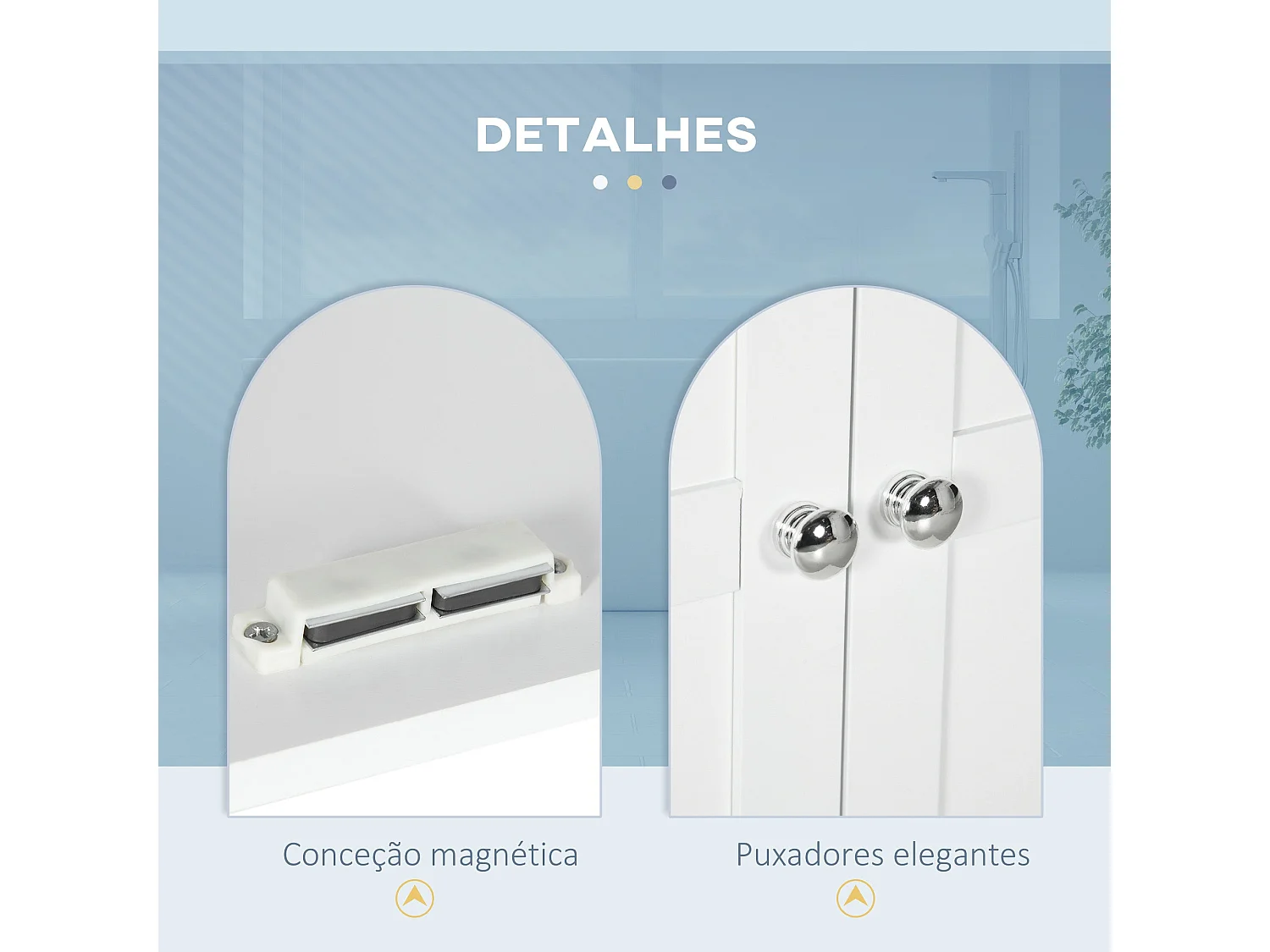 Armário de Banho Kleankin com Prateleiras Ajustáveis e Portas Magnéticas - 58x24x60 cm Branco