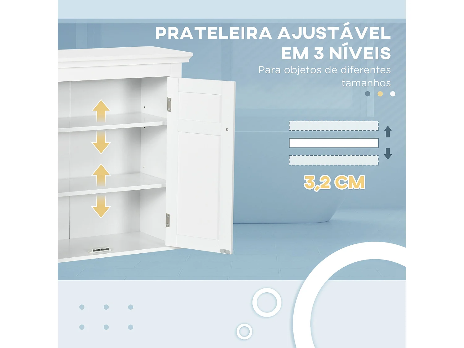 Armario de pared Trafalgar Kleankin 2 puertas + estantes ajustables blanco 60x58x24 cm