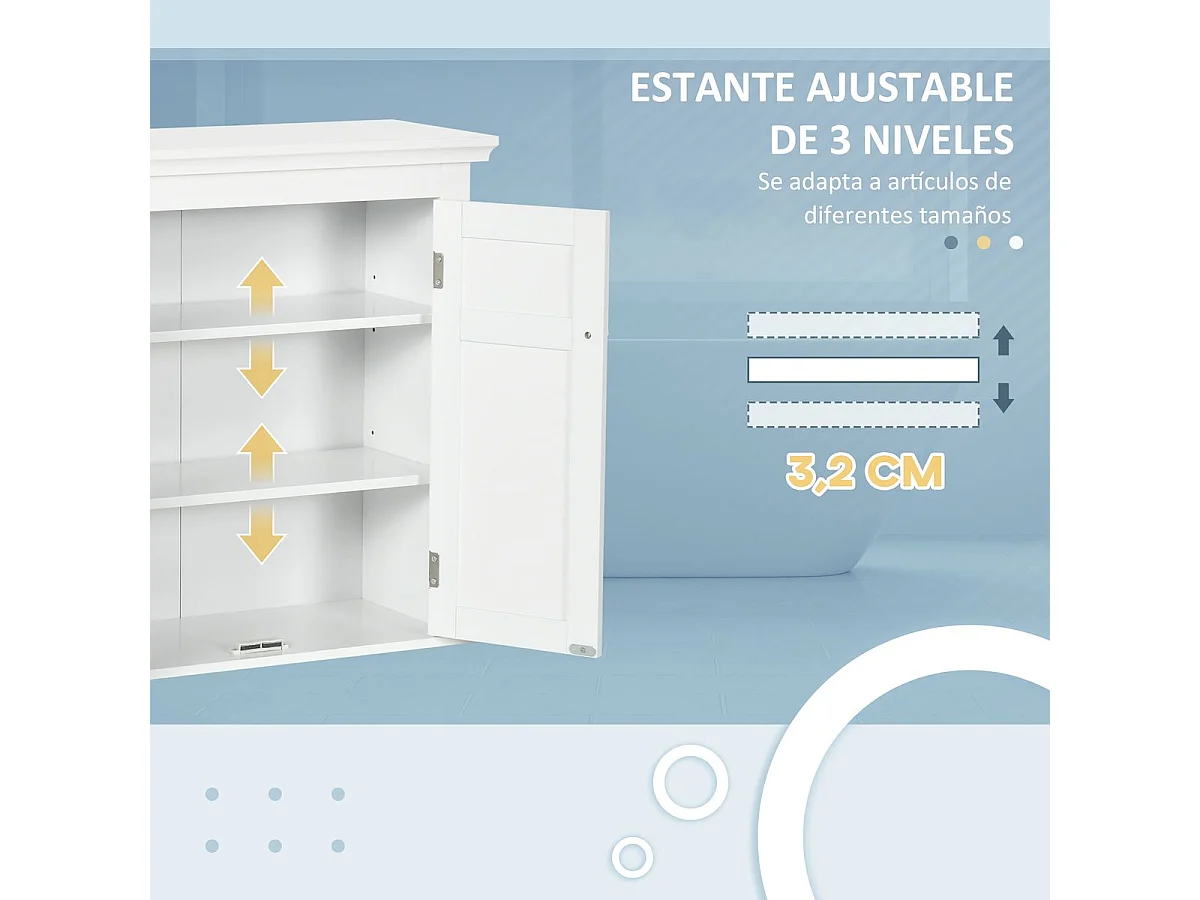 Armário de Banho Kleankin com Prateleiras Ajustáveis e Portas Magnéticas - 58x24x60 cm Branco
