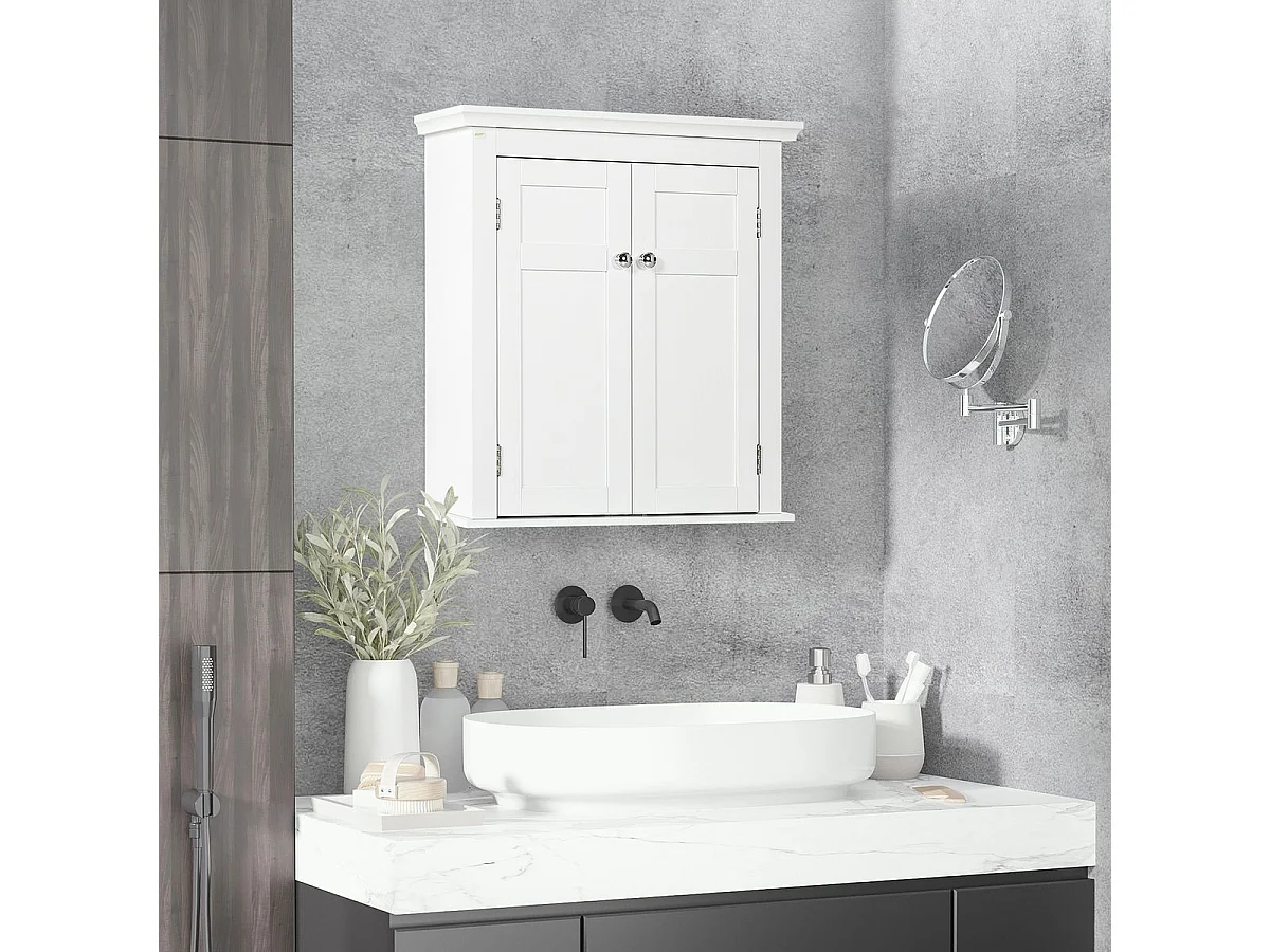 Armario de pared Trafalgar Kleankin 2 puertas + estantes ajustables blanco 60x58x24 cm