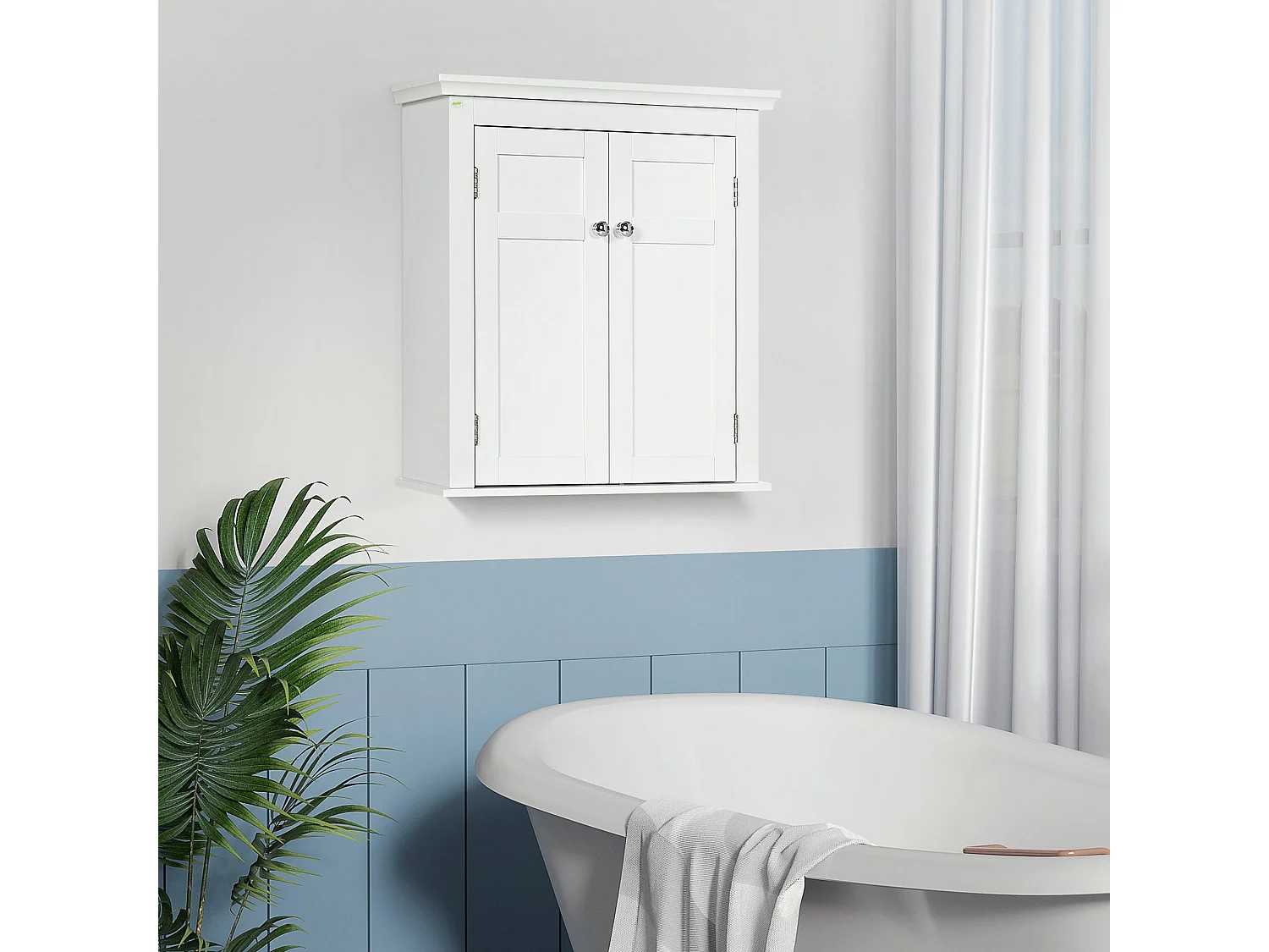 Armario de pared Trafalgar Kleankin 2 puertas + estantes ajustables blanco 60x58x24 cm