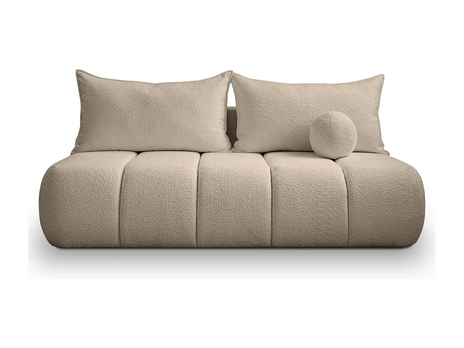 BESILIO Ronde slaapbank Glomi – boucléstof, bank met slaapfunctie – Beige