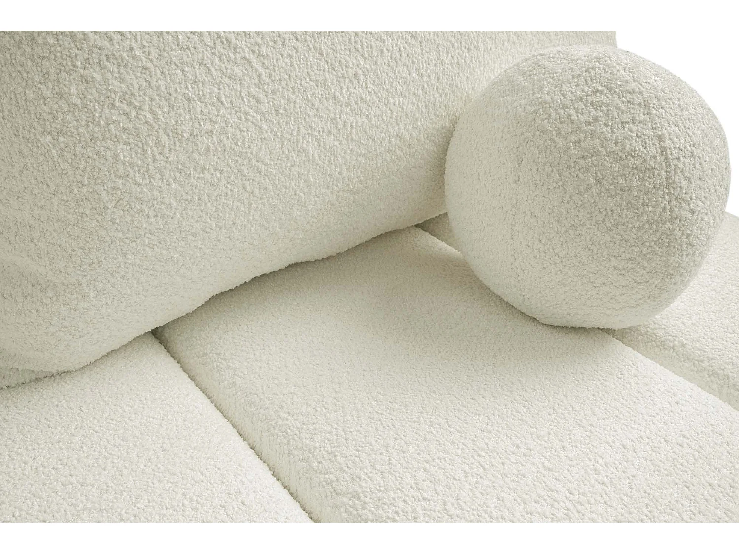 BESILIO Ronde slaapbank Glomi – boucléstof, bank met slaapfunctie – Beige