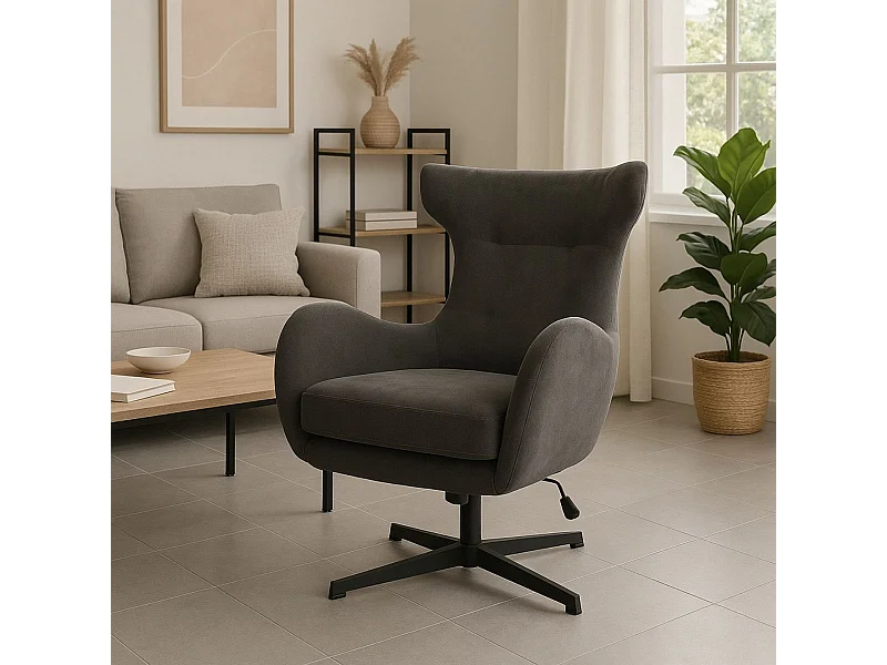 Butaca Munich giratoria y reclinable gris 100x77x85 cm Adec