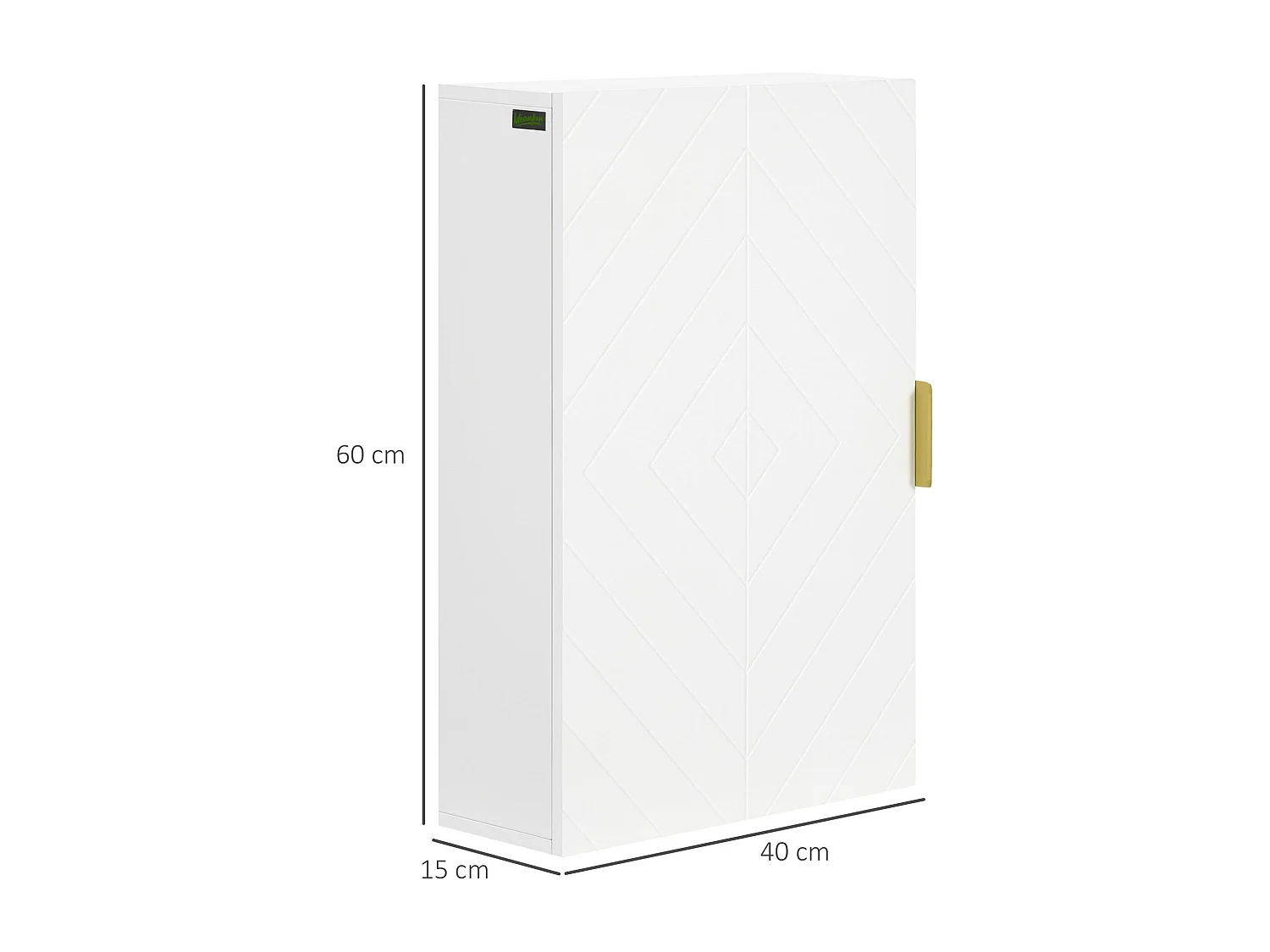 Armário de Banho Moderno Kleankin com 1 Puxador de Aço e Prateleiras Ajustáveis 40x15x60 cm Branco