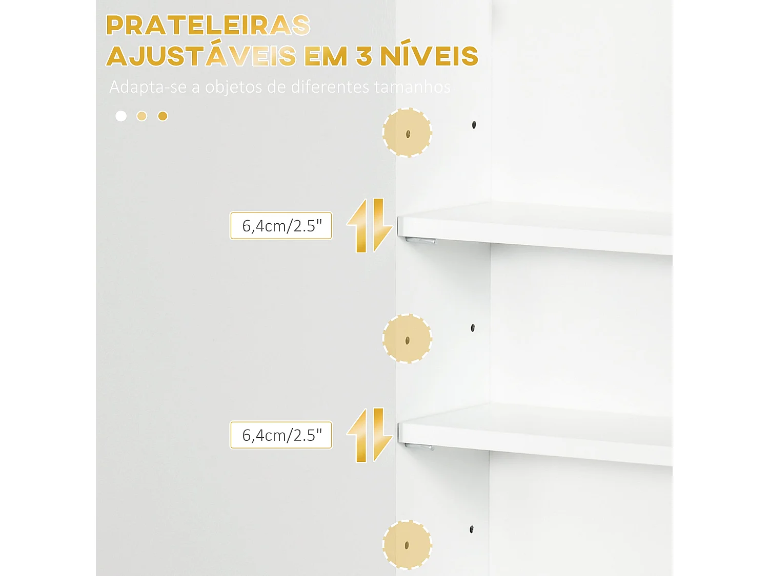 Armário de Banho Moderno Kleankin com 1 Puxador de Aço e Prateleiras Ajustáveis 40x15x60 cm Branco