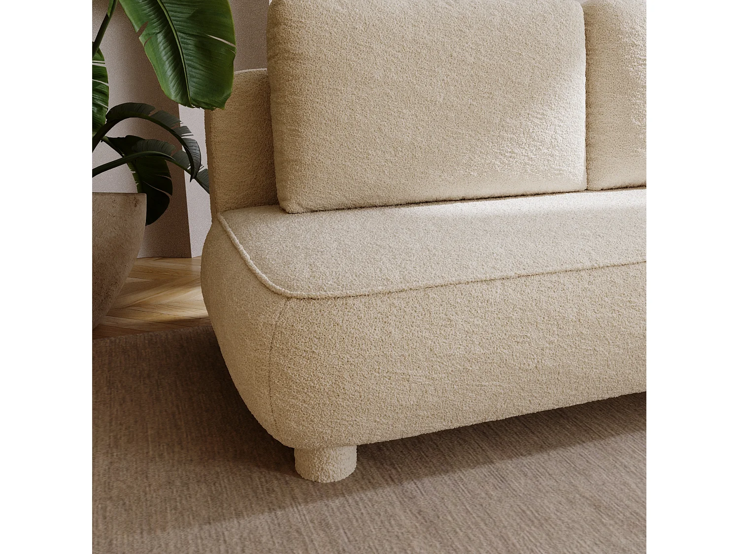 BESILIO Canapé deux places Toby – tissu bouclé, canapé convertible – Blanc