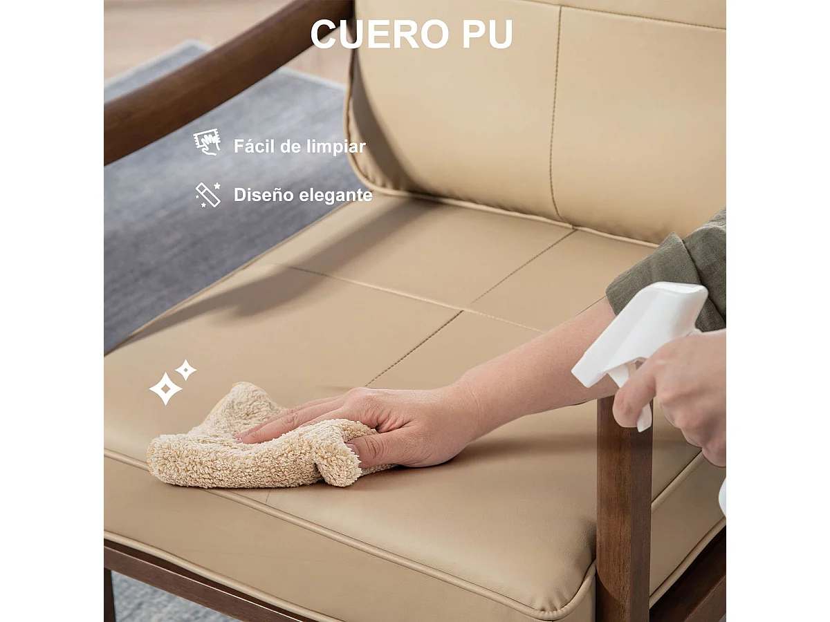 Butaca Elia Homcom respaldo alto beige 105x63,5x83 cm