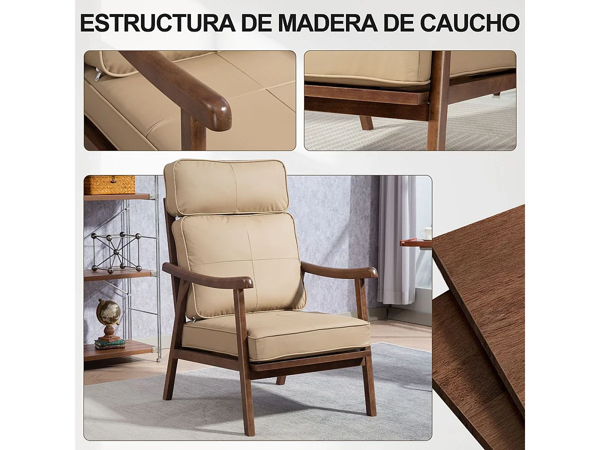 Butaca Elia Homcom respaldo alto beige 105x63,5x83 cm