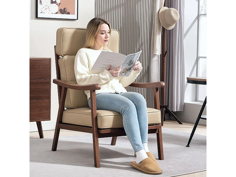 Butaca Elia Homcom respaldo alto beige 105x63,5x83 cm