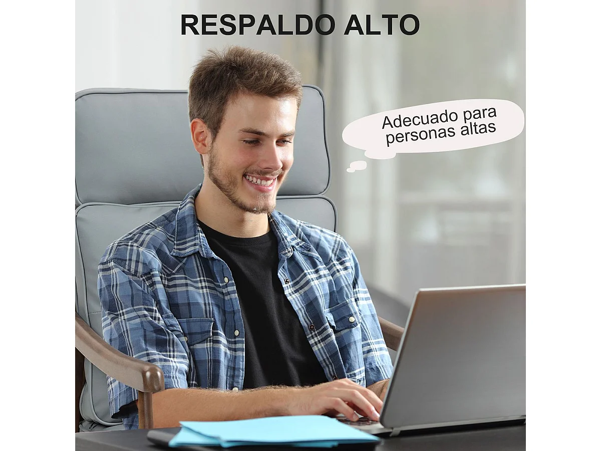 Butaca Elia Homcom respaldo alto gris 105x63,5x83 cm