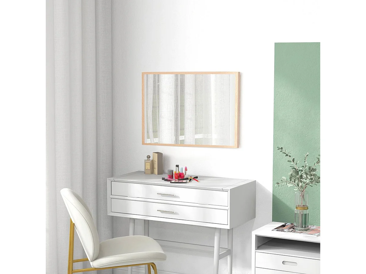 Espejo de pared Malva Homcom con marco natural 70x50x2 cm