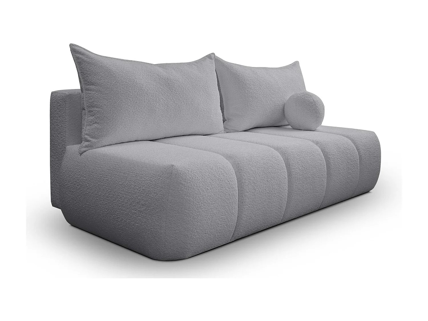 BESILIO Canapé arrondi convertible Glomi – tissu bouclé, canapé avec fonction lit – Gris