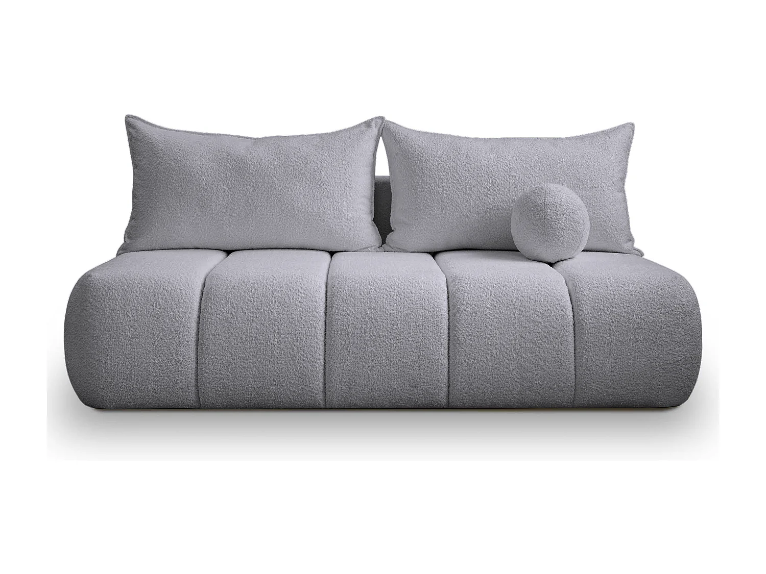 BESILIO Canapé arrondi convertible Glomi – tissu bouclé, canapé avec fonction lit – Gris