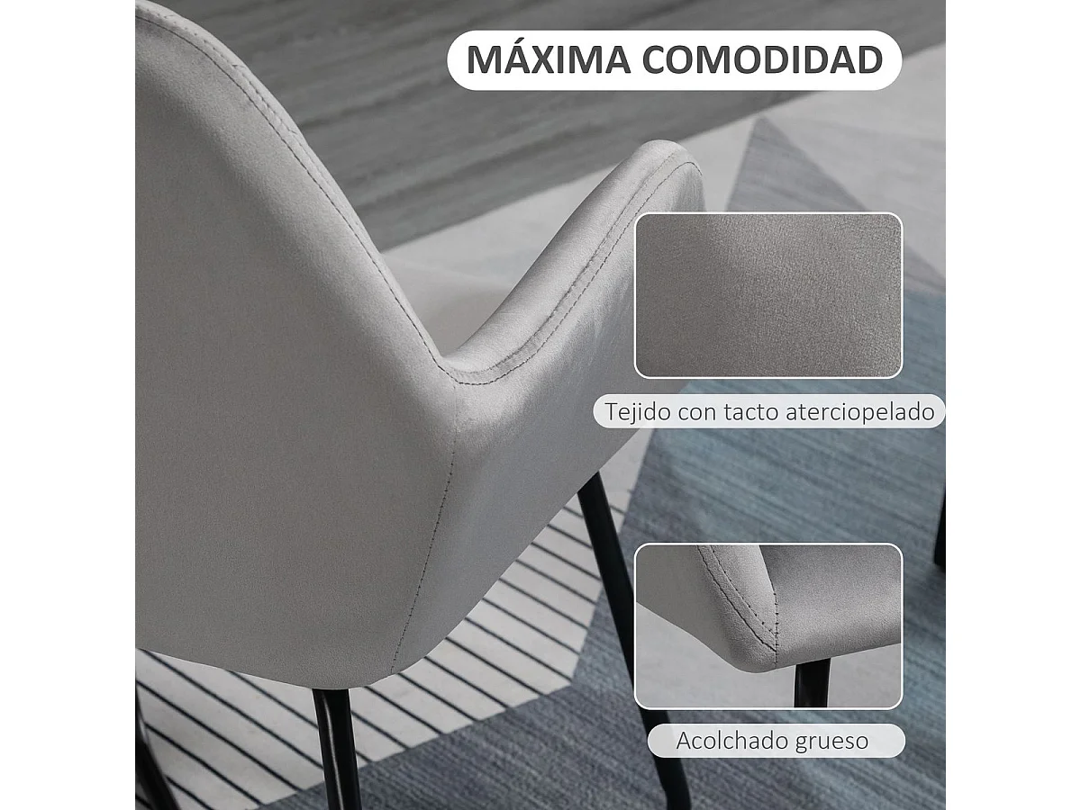 Butaca Daisy Homcom base cruzada gris 85x60x56,5 cm
