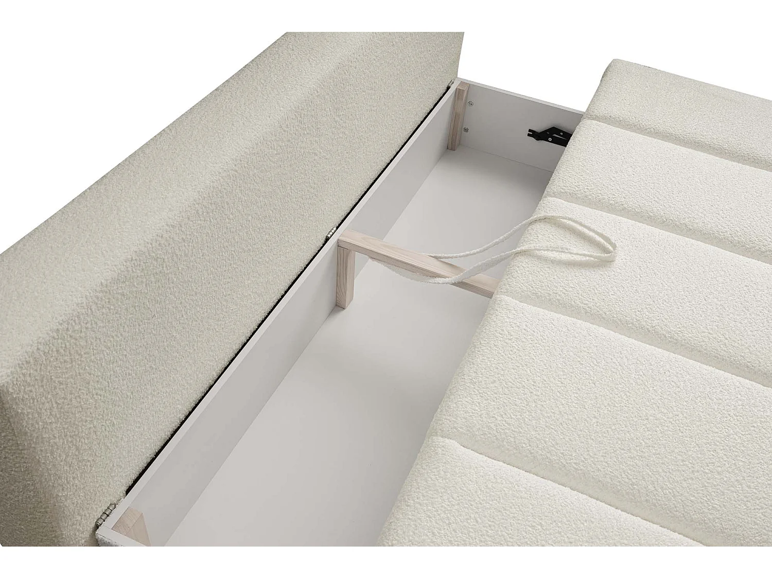 BESILIO Canapé arrondi convertible Glomi – tissu bouclé, canapé avec fonction lit – Blanc