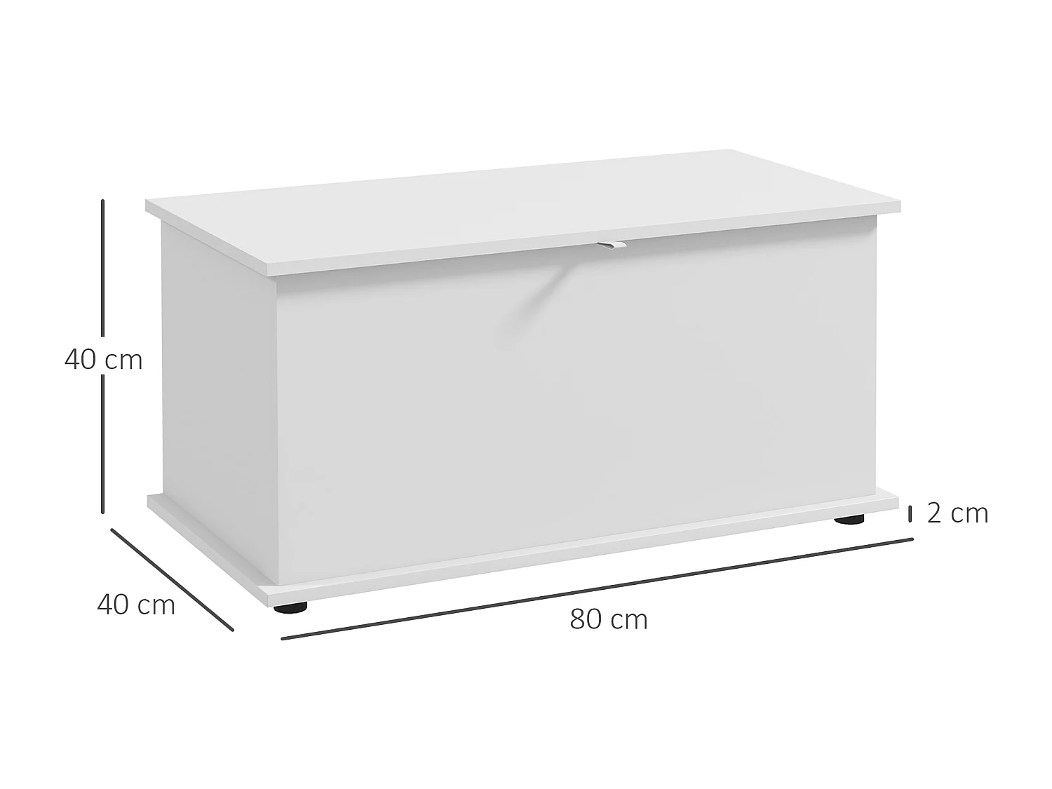 Coffre malle de rangement coffre à jouets dim. 80L x 40l x 40H cm panneaux particules blanc