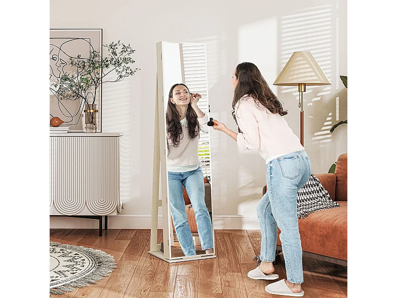 Espejo de cuerpo entero Eloria Homcom instalación convertible blanco 175x38x38 cm