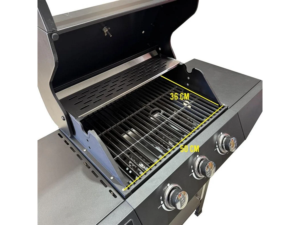 Barbacoa de gas Pegaso Hannover Grill 3 fuegos 110x110x46 cm negro