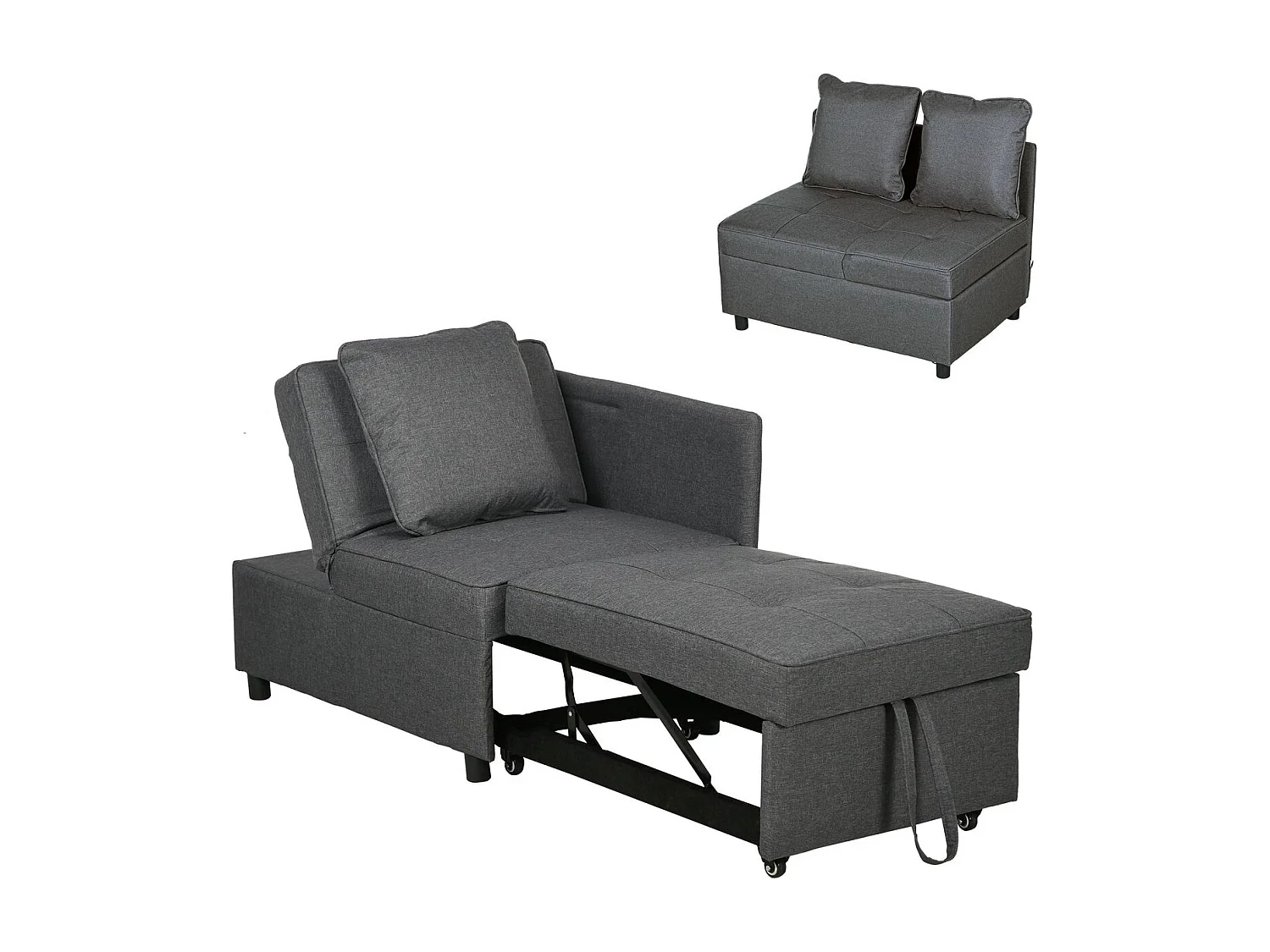 Sofá cama Azuro Homcom 3 en 1 gris 82x98x71 cm