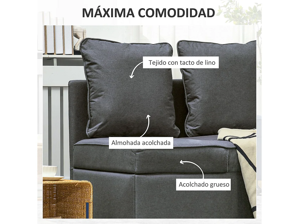 Sofá cama Azuro Homcom 3 en 1 gris 82x98x71 cm