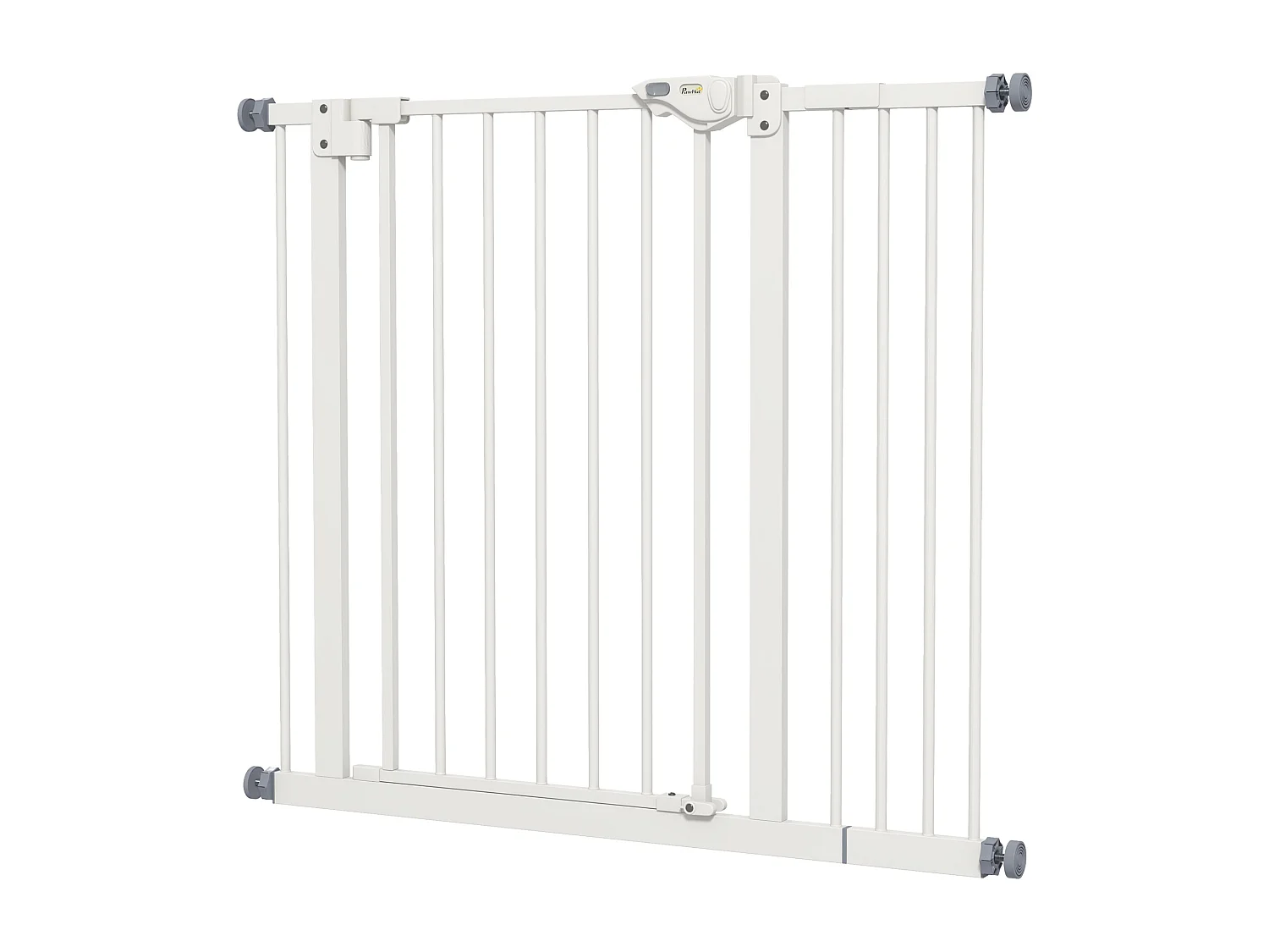 Barrière de sécurité chien - porte double verrouillage - L.94 cm max. - sans perçage - métal blanc