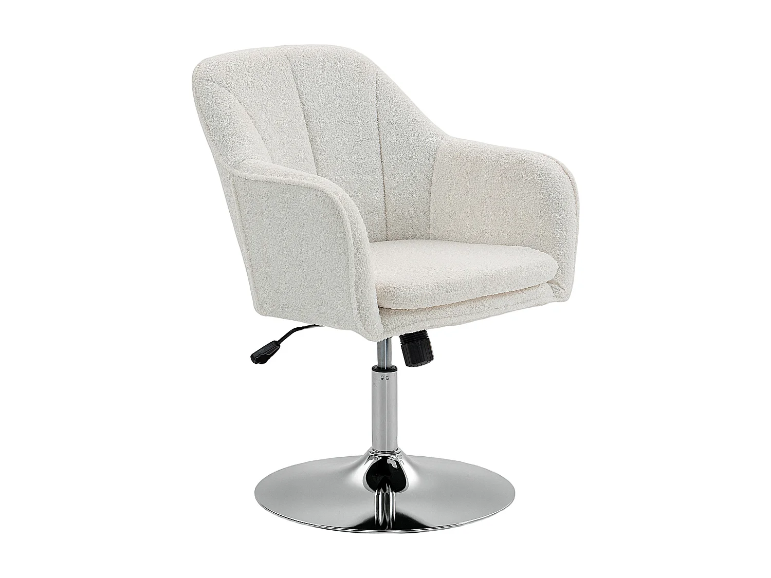 Fauteuil lounge de salon bureau design bouclette - réglable - acier chromé blanc