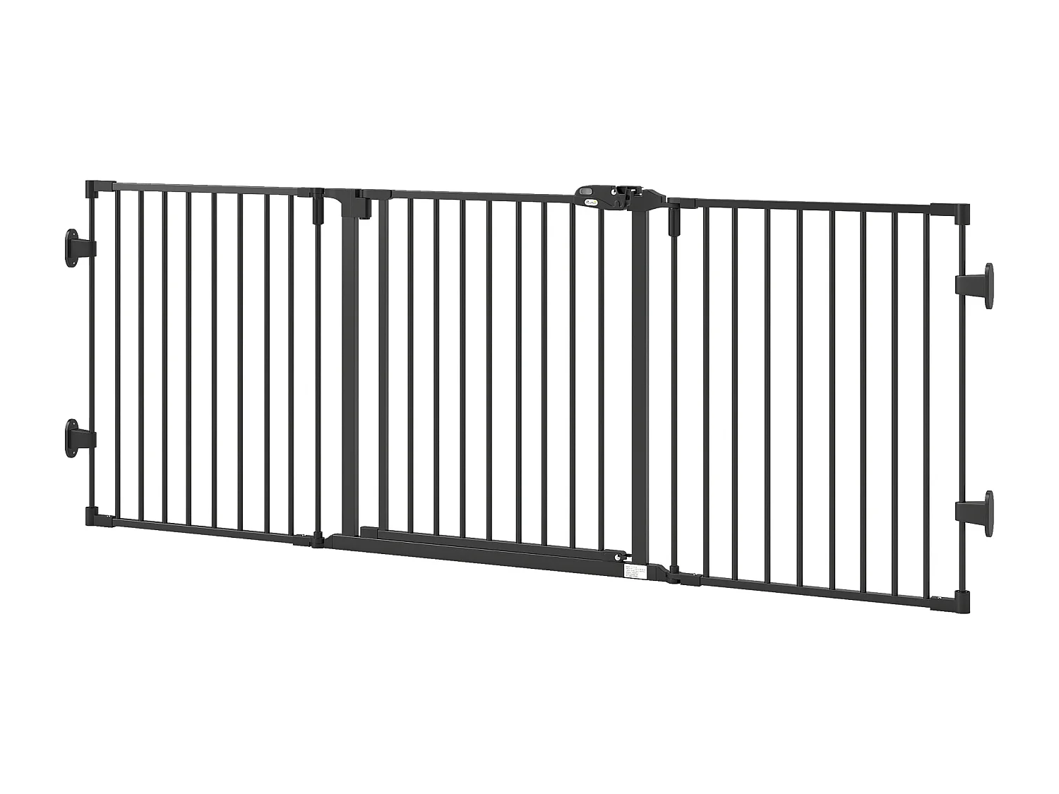 Barrière de sécurité chien pliable modulable 3 panneaux une porte dim. max. L.202,5 x H.76 cm - acier noir