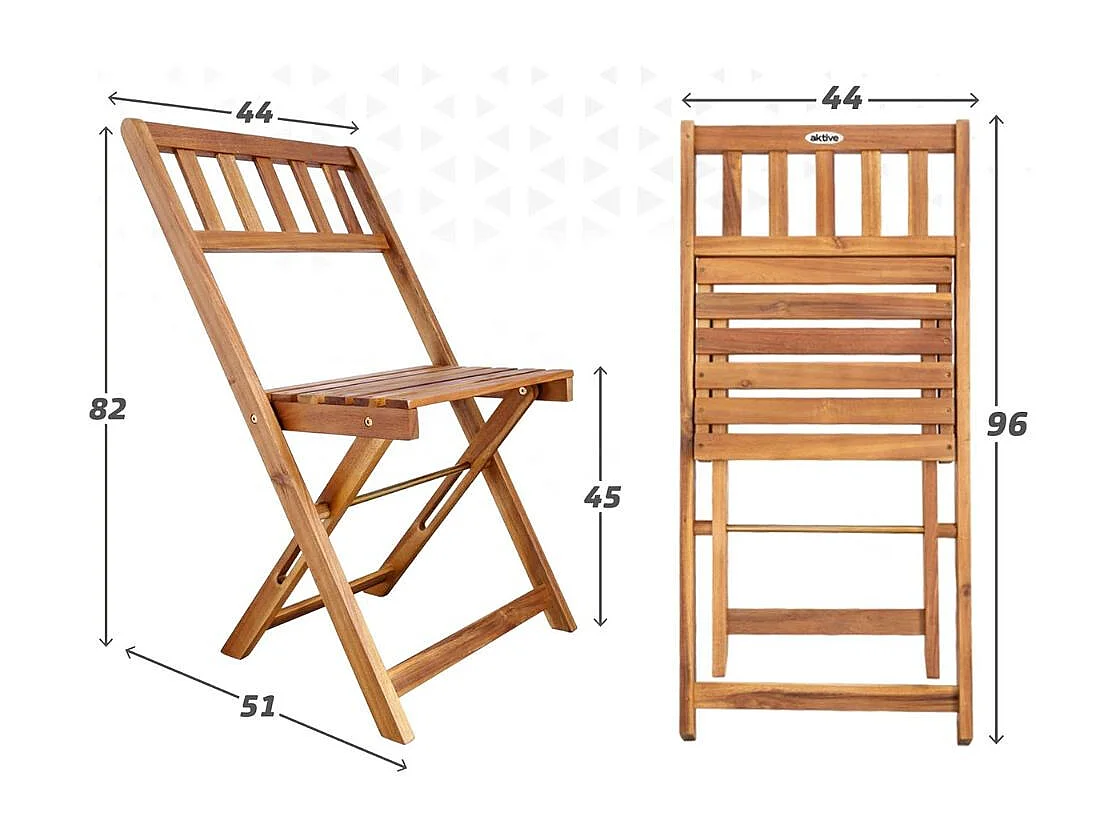 Conjunto de jardín 1 mesa + 2 sillas madera acacia