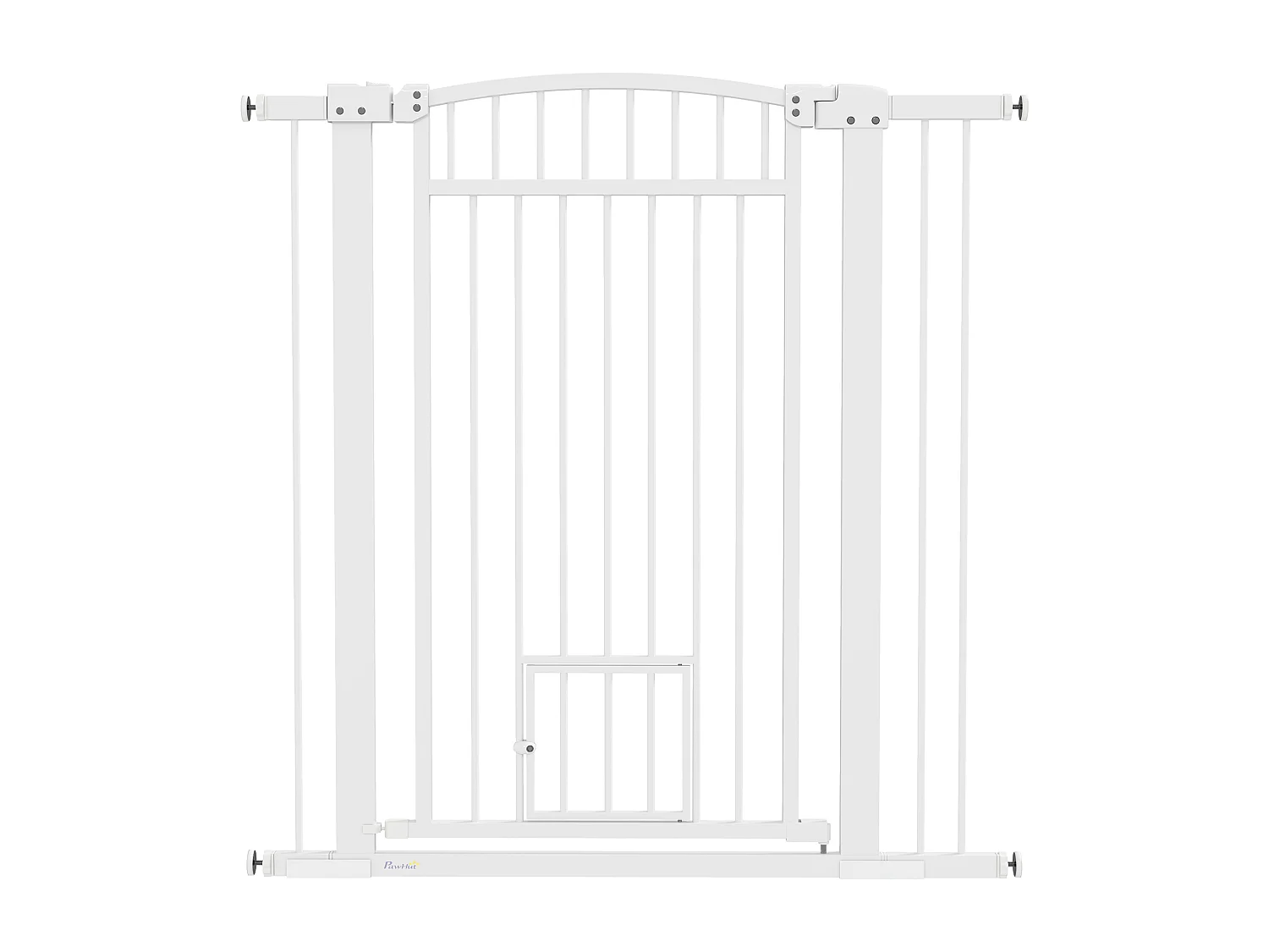 Barrière de sécurite chien extensible L.76-104 cm double verrouillage montage pression ou perçage blanc