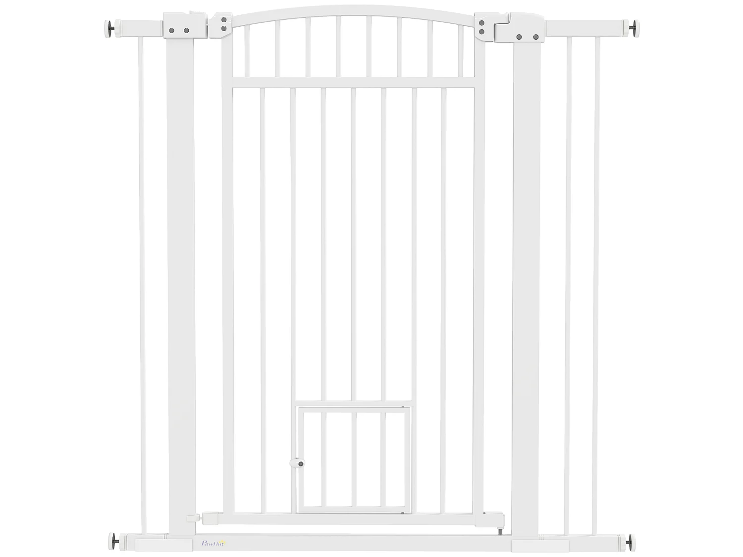 Barrière de sécurite chien extensible L.76-104 cm double verrouillage montage pression ou perçage blanc
