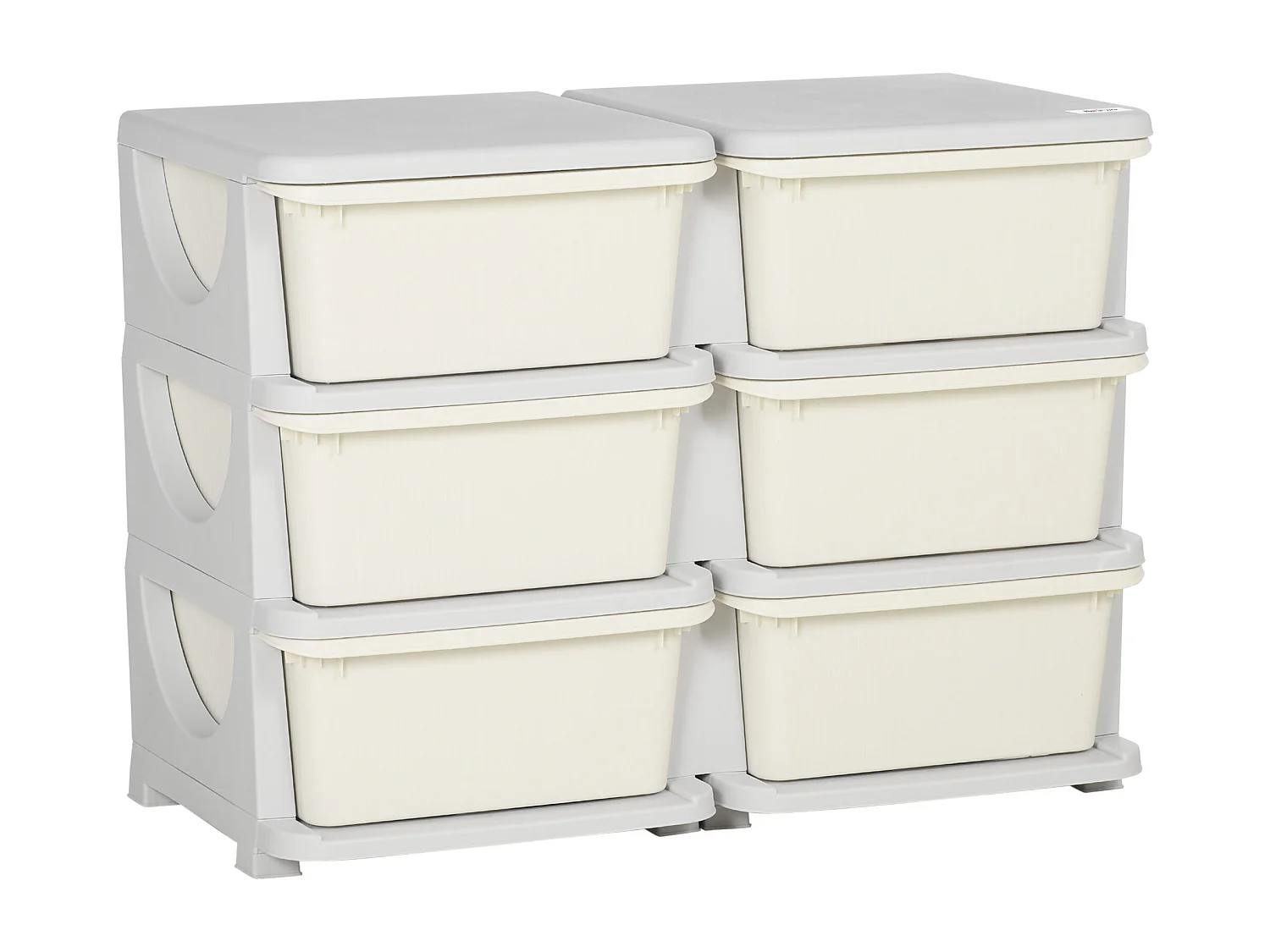 Organisateur de jouets enfant 6 tiroirs 3 niveaux gris clair crème