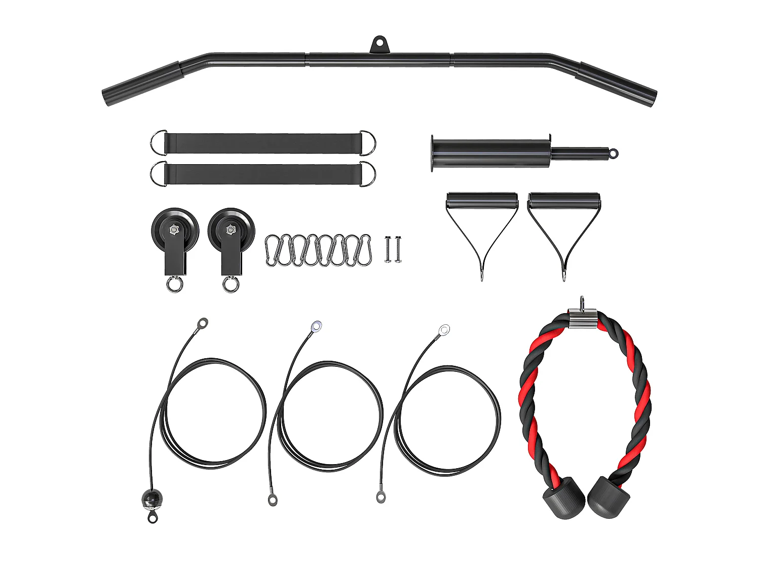 Station de traction murale - machine poulie musculation - LAT pulldown exercices - acier nylon rouge noir