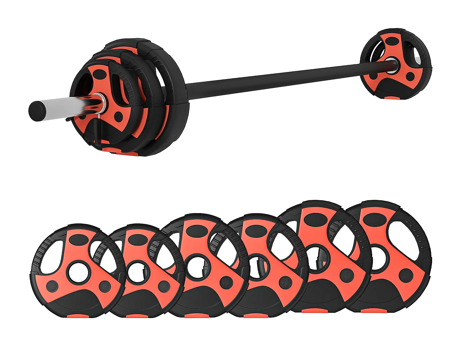 Kit pump 20 Kg - barre et poids de musculation 1,40 m 27 mm - sets de barre de musculation - noir rouge