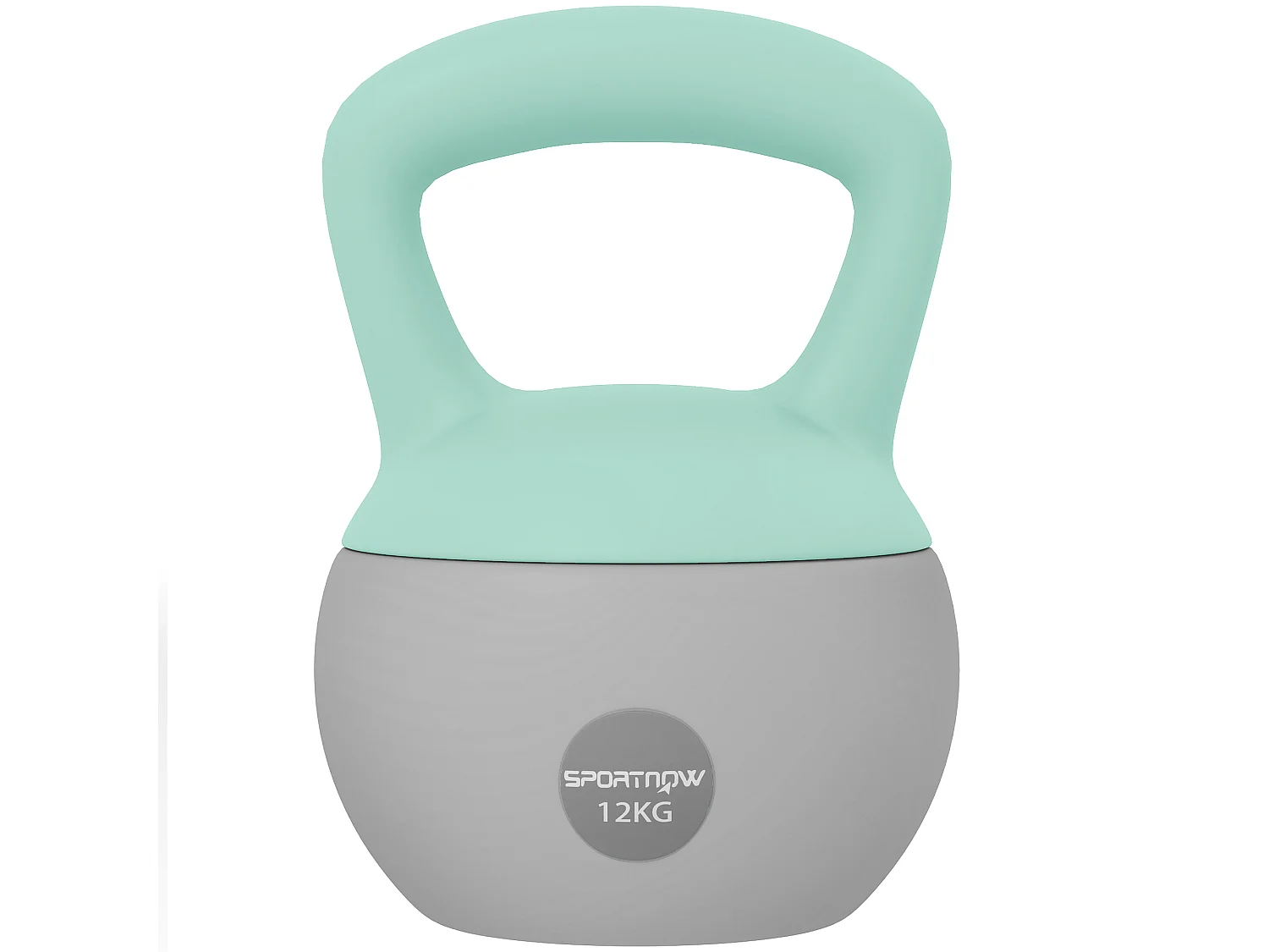 Kettlebell 12 Kg - prise ergonomique - entraînement musculaire & haltérophilie - PVC gris vert d'eau