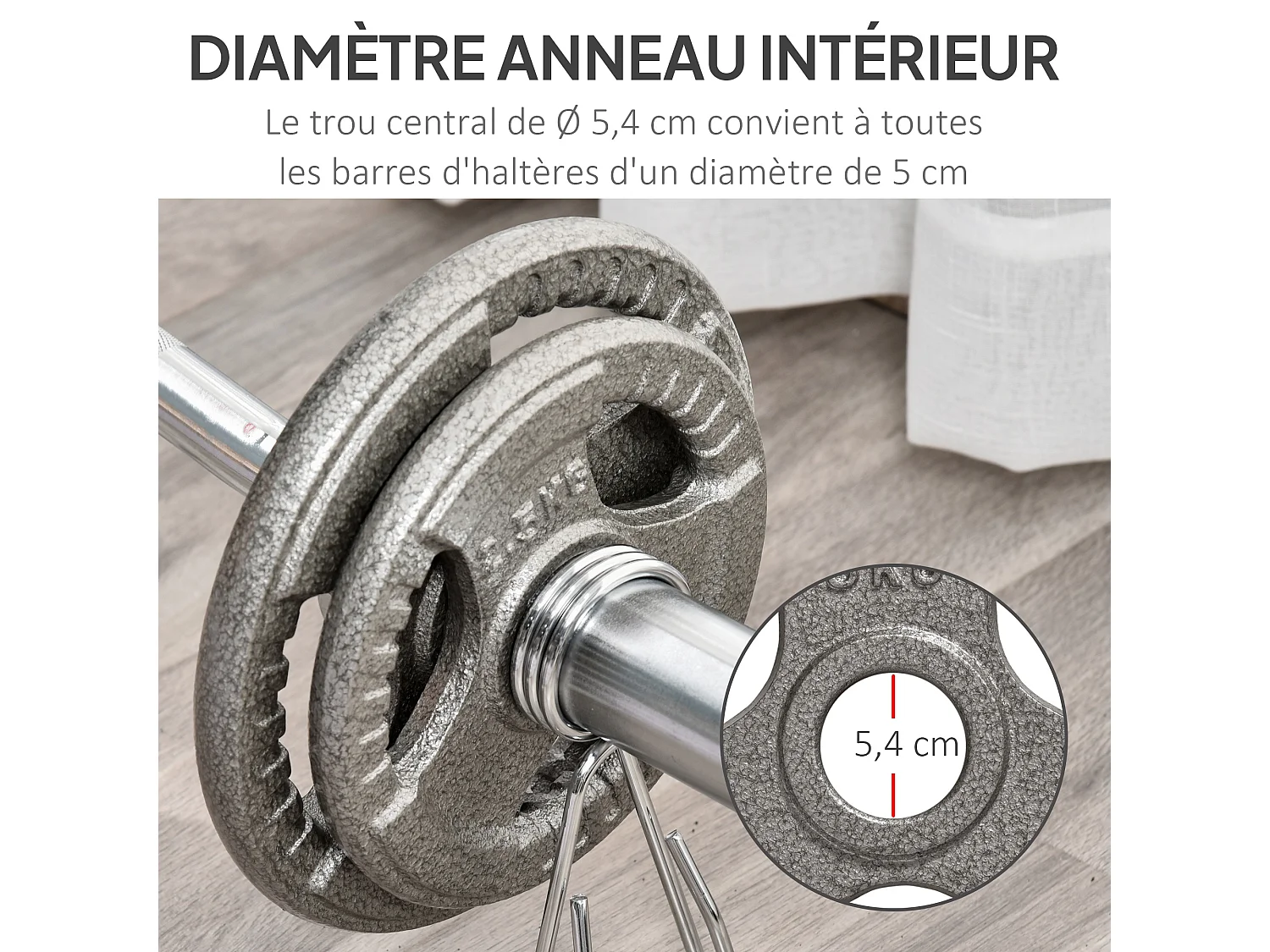 Disques de poids 2,5/2,5/5/5 Kg - 4 poids de musculation - dia. trou 5,4 cm - acier