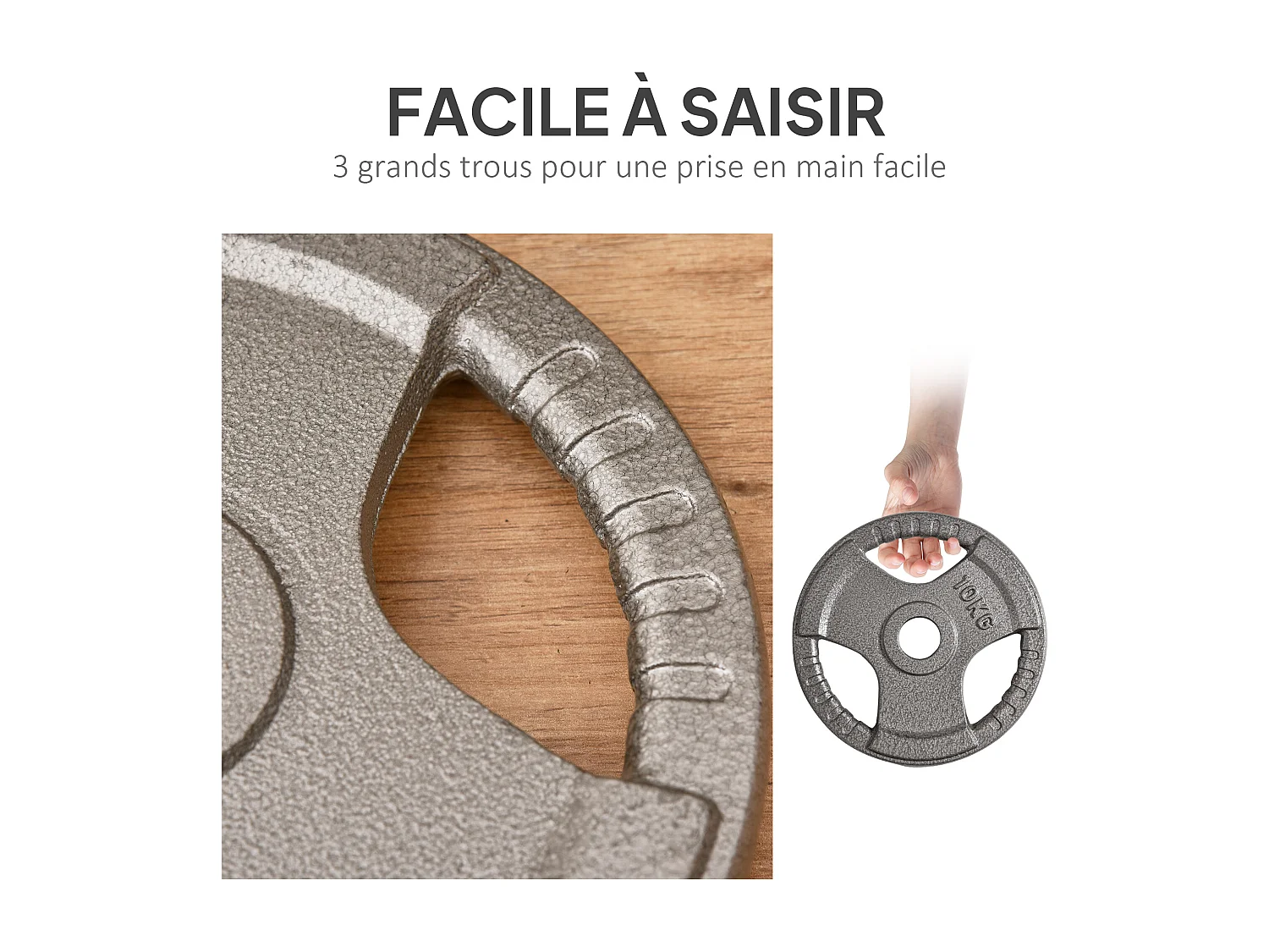 Disques de poids 2,5/2,5/5/5 Kg - 4 poids de musculation - dia. trou 5,4 cm - acier