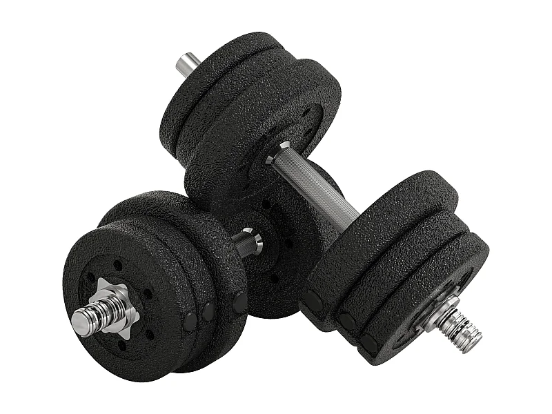 Ensemble d'haltères courtes total 25 Kg - barres incluses - entraînement musculaire & haltérophilie - acier PU noir