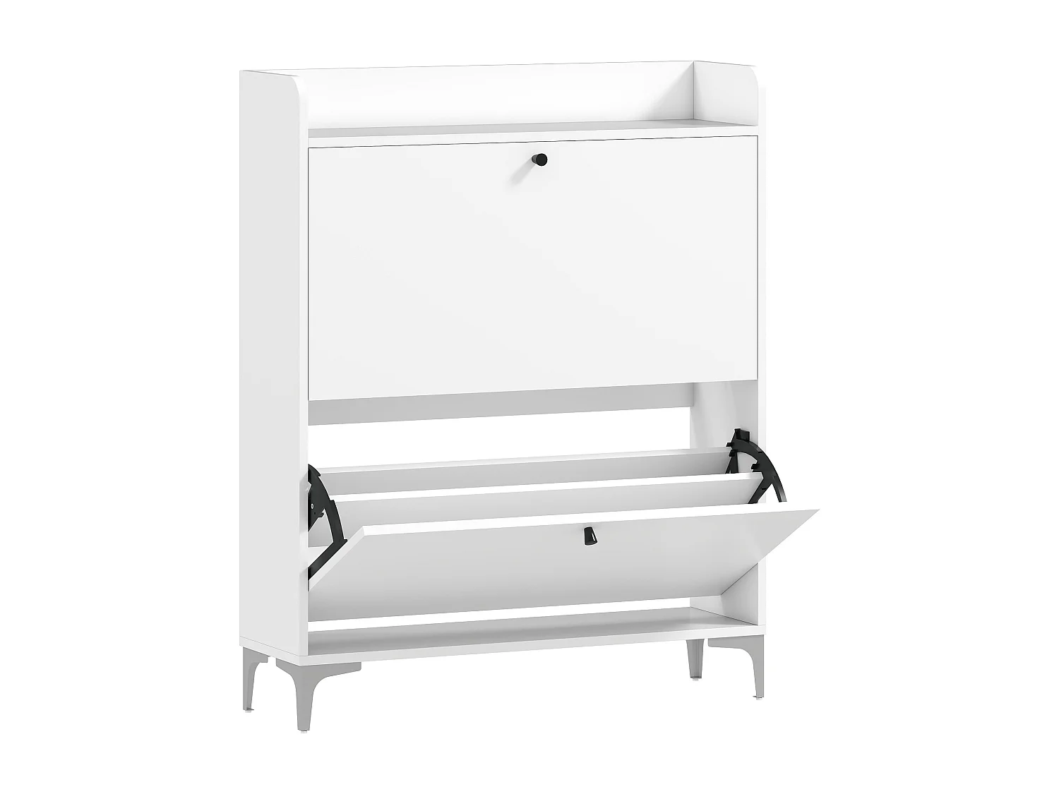 Meuble à chaussures 2 portes 2 étagères plateau à rebords 80 x 24 x 101 cm blanc