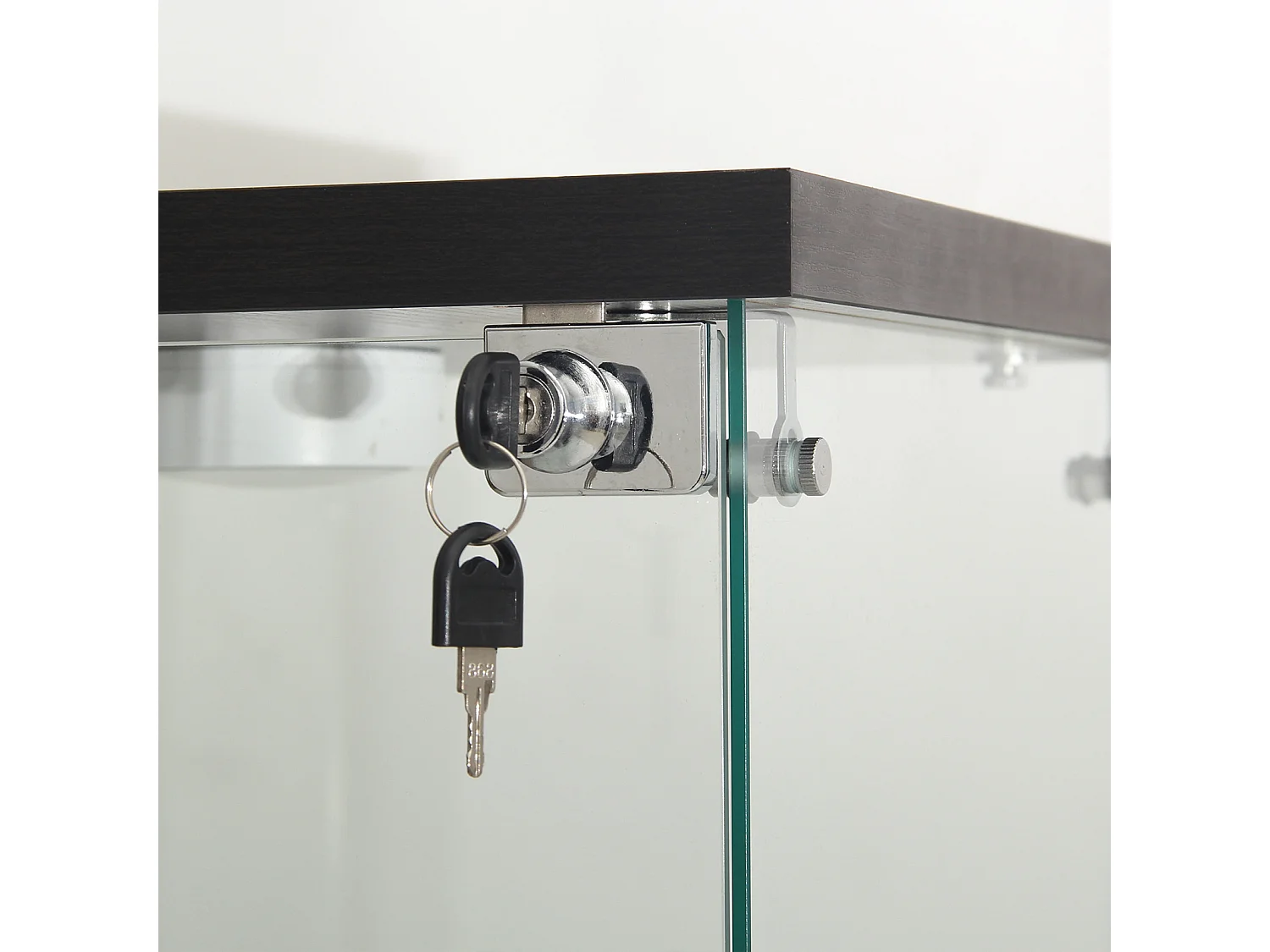 Vitrina de vidrio de doble capa con puerta, estantería independiente para sala de estar, dormitorio, oficina, 40,4 x 36,5 x 86,2 cm, color negro