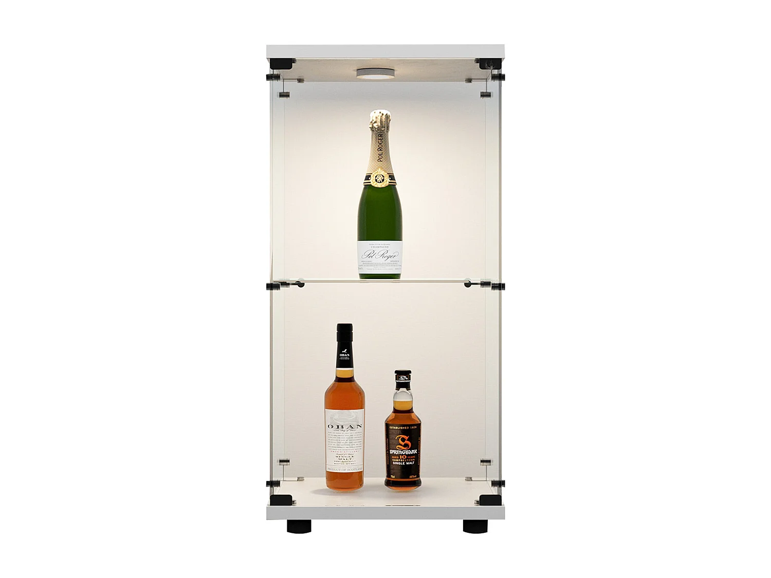 Vitrine en verre double couche avec porte, étagère à livres sur pied pour salon, chambre à coucher, bureau, 40.4*36.5*86.2cm, blanc