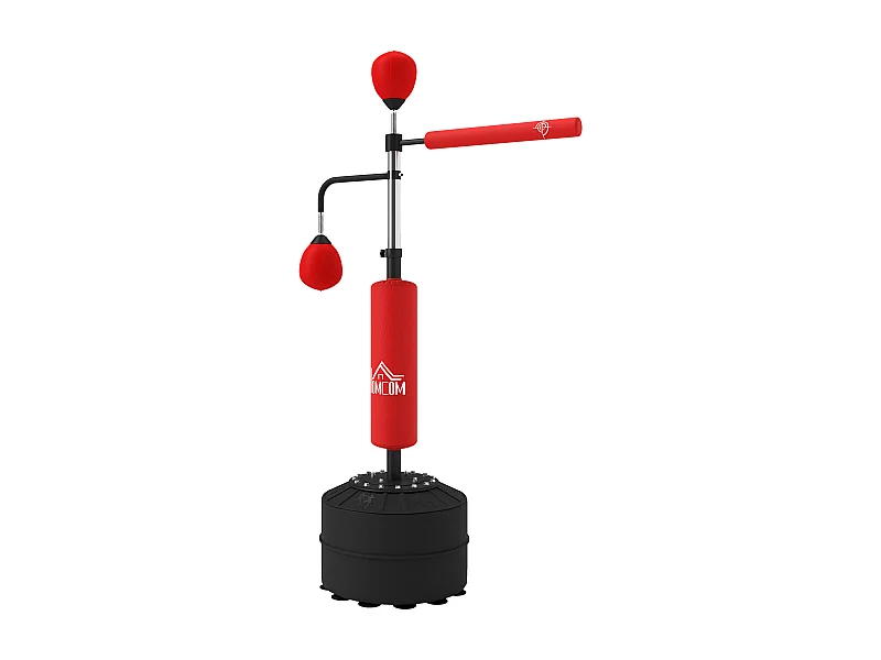 Sac de frappe boxe autoportant punching ball brunier 3 en 1 revêtement synthétique dim. 88L x 50l x 160-230H cm rouge