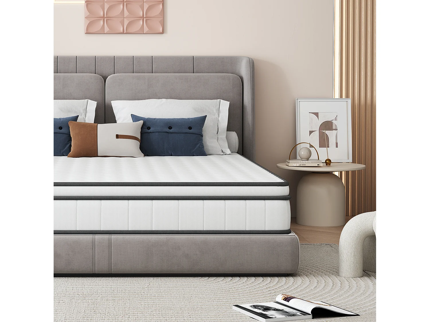 Matelas 140 x 190 cm - hauteur 25 cm - en mousse froide - ergonomique - à ressorts ensachés - pour enfants et adultes