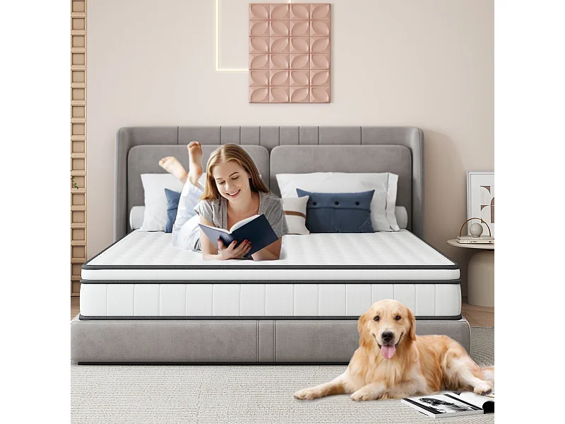 Matelas 140 x 190 cm - hauteur 25 cm - en mousse froide - ergonomique - à ressorts ensachés - pour enfants et adultes