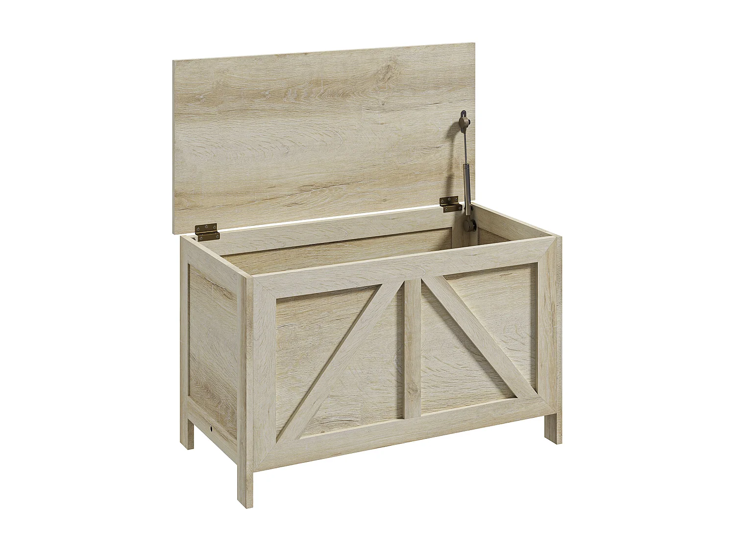 Coffre de rangement en bois sur pied style campagne chic dim. 76L x 39l x 48H cm aspect bois clair