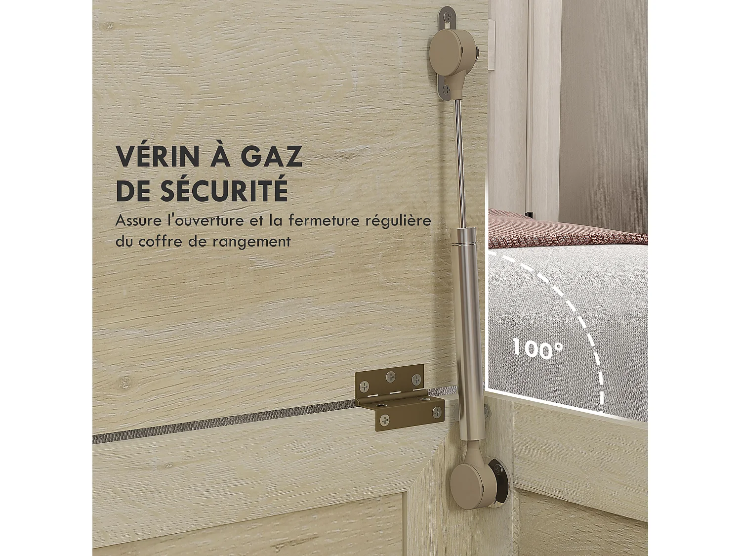 Coffre de rangement en bois sur pied style campagne chic dim. 76L x 39l x 48H cm aspect bois clair