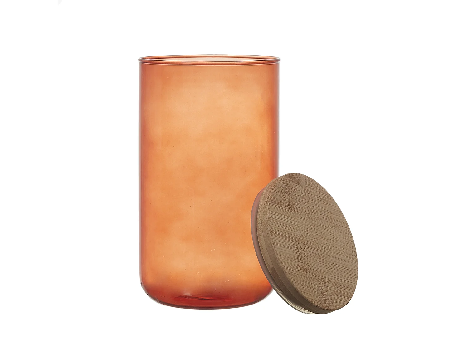 Bocal Verre Colore Couvercle Bambou 1l Bleu, Transparent, Orange, Marron