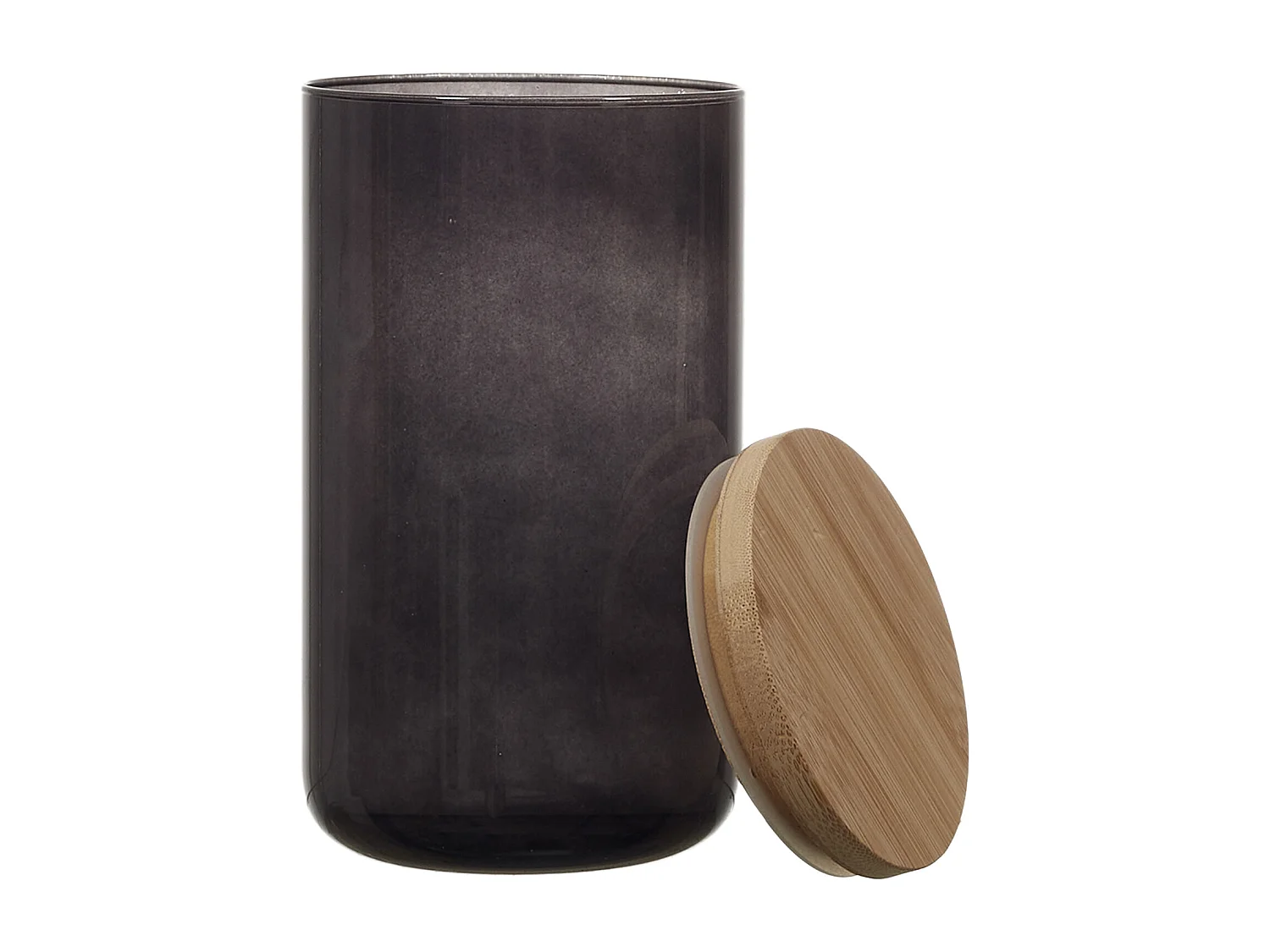 Bocal Verre Colore Couvercle Bambou 1l Bleu, Transparent, Orange, Marron