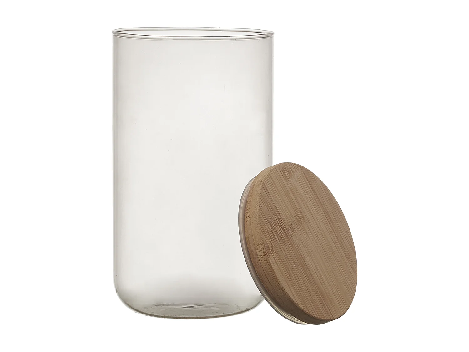 Bocal Verre Colore Couvercle Bambou 1l Bleu, Transparent, Orange, Marron